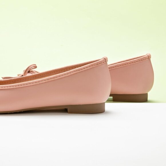 Women's Pink Dressy Ballet Flats Square Toe Flat Shoes Comfortable Slip On - Picture 3 of 6